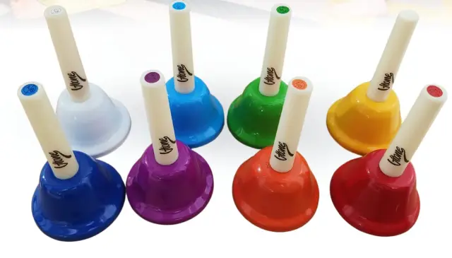 V-TONE RR8 handbells with handle diatonic colorful set of 8 pcs for children