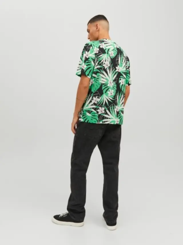 Μαύρο T-Shirt JORTULUM AOP TEE SS CREW NECK Black 2
