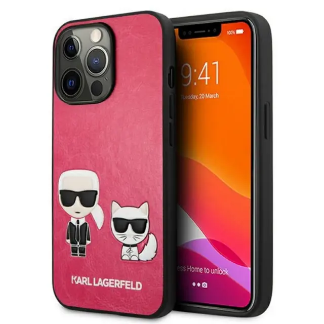 Karl Lagerfeld Ikonik Karl & Choupette Back Cover Δερματίνης Φούξια (iPhone 13 Pro)