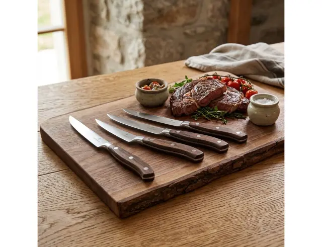 Σετ Μαχαίρια Μπριζόλας Victorinox Grand Maitre με ξύλινη λαβή και μήκος λεπίδας 12cm - 4 τεμάχια - Σε συσκευασία δώρου7.7240.4