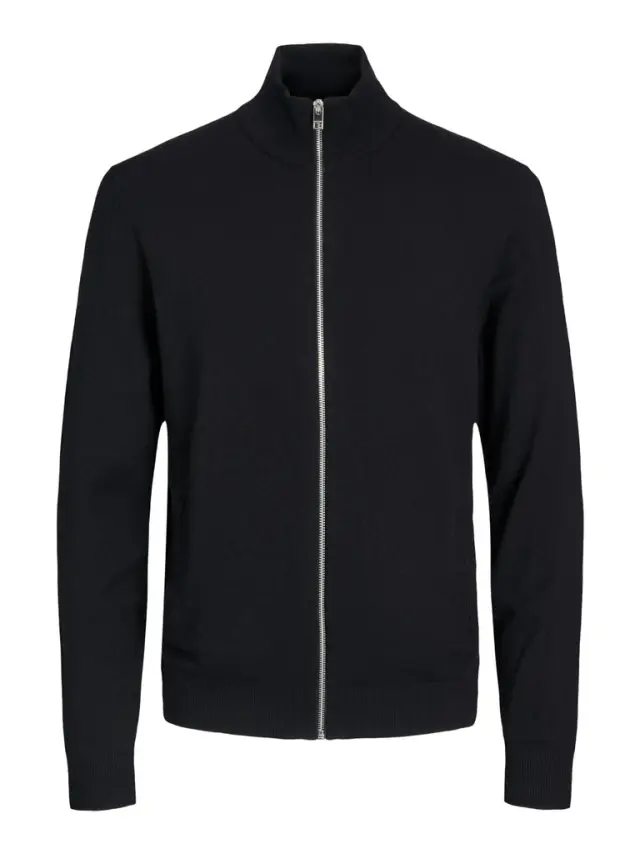 JJEEMIL KNIT TURTLE ZIP CARDIGAN NOOS black