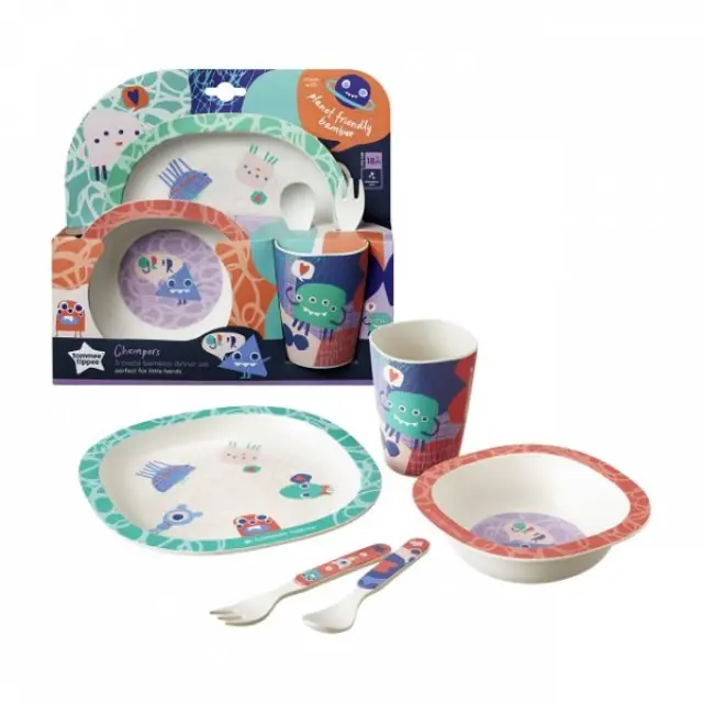 Tommee Tippee Chompers Σετ Φαγητού Bamboo (18+ μηνών) 5pcs