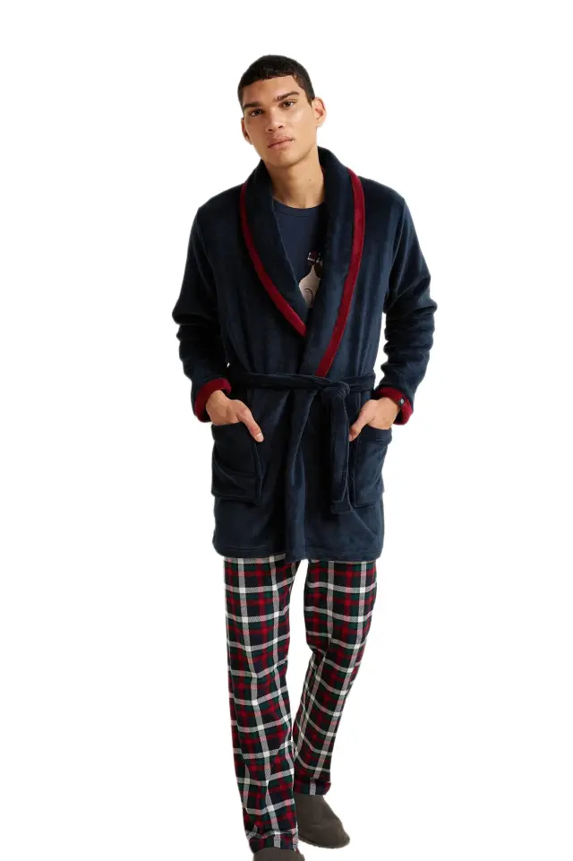 Vamp ανδρική χειμερινή κοντή ρόμπα fleece 25618-1 2