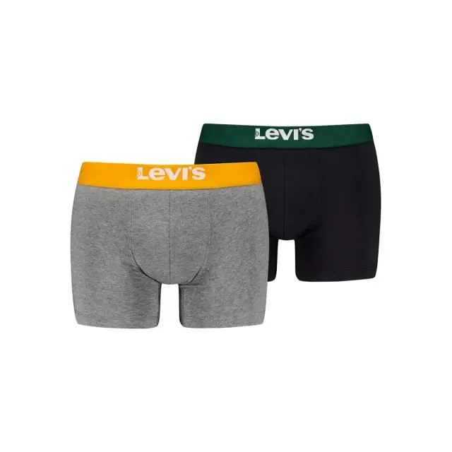 Levi's Ανδρικό Boxer Solid Basic Organic Cotton - Διπλό Πακέτο, Χρώμα Grey Black Combo - XL
