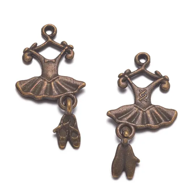 Μεταλλικό Κρεμαστό Μπαλέτο Antique Bronze 25x12mm - 10τεμ