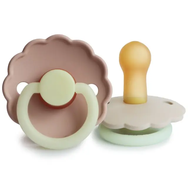 Σετ 2 Πιπίλες Latex Νυκτός FRIGG Daisy Blush/Cream 6-18 Μηνών Baby Oliver