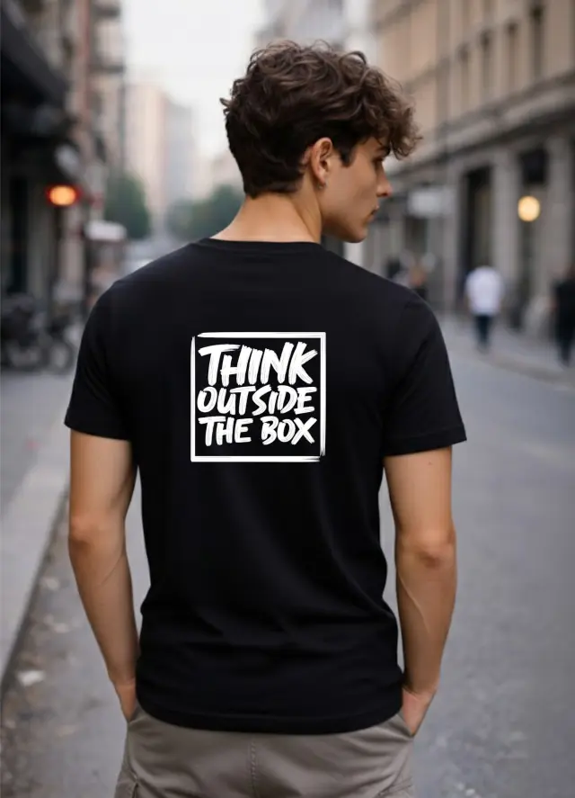 T-shirt Noshame® Μαύρο με τύπωμα Think outside the box - 142684 - XXL