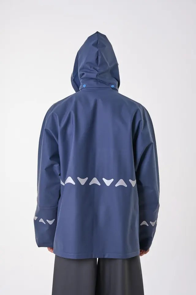 Anorak Αδιάβροχο Σακάκι Με Κουκούλα Kαι Ανακλαστικό Avenue R Long Μπλέ - 2XL 2