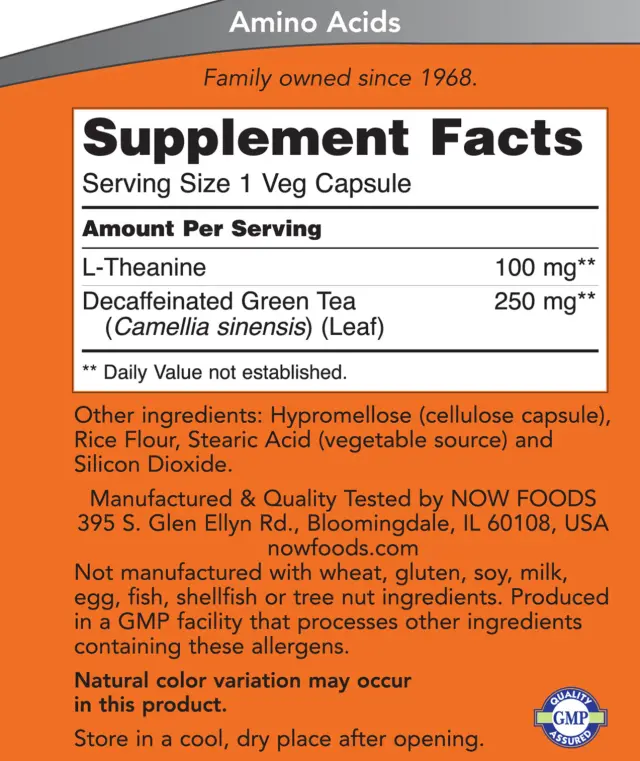 Now Foods L-Theanine 100mg 90 φυτικές κάψουλες 2