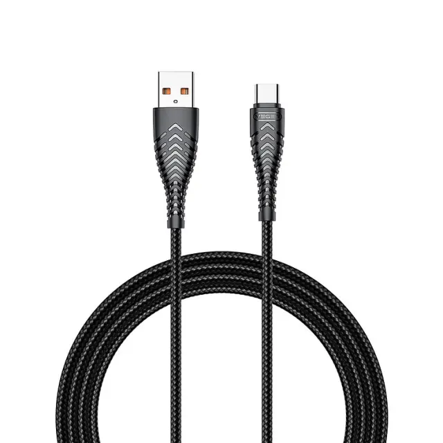 Veger V104 Braided USB 2.0 Cable USB-C male - USB-A male Μαύρο 1.2m