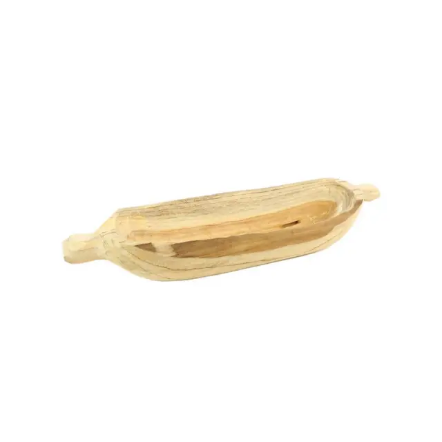 Ξύλινη πιατέλα teak με χερούλια, 50x14x8cm
