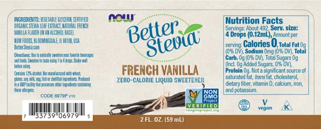 Now Foods BetterStevia Liquid French Vanilla, 59 ml 2