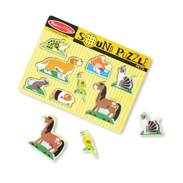 Melissa & Doug Ξύλινα Σφηνώματα με ήχους "Κατοικίδια Ζώα" (2+ ετών) 048-0730