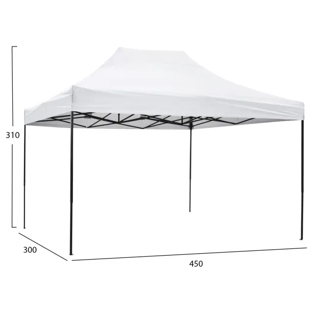 ΚΙΟΣΚΙ/GAZEBO FB96311 ΠΤΥΣΣΟΜΕΝΟ-ΣΚΕΛΕΤΟΣ ΜΕΤΑΛ.ΜΑΥΡΟΣ-ΛΕΥΚΟ ΥΦΑΣΜΑ 3x4,5x3,10Yμ 2