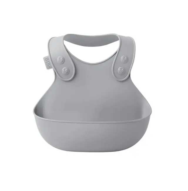 Bibs Αδιάβροχη Σαλιάρα Σιλικόνης με Κουμπί Overall με Τσέπη Cloud