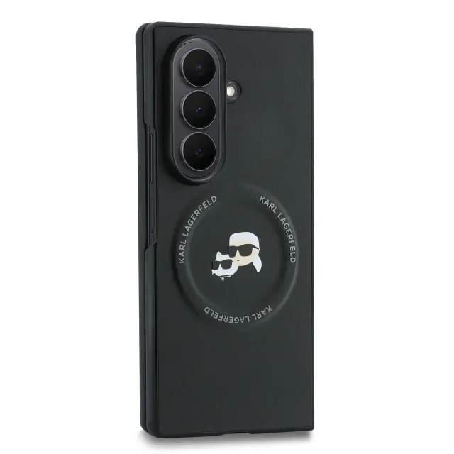 Karl Lagerfeld PU Karl and Choupette Heads Magnetic Case for Samsung Galaxy Z Fold 8 Ultra Black 3