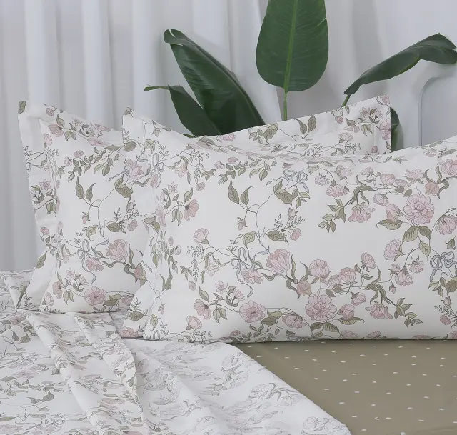 Beauty Home Σετ σεντόνια υπέρδιπλα με λάστιχο Memories Art 12675 165x200+30 Μπεζ,Ροζ 2