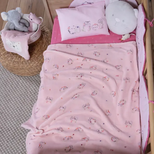 Κουβέρτα Fleece Βρεφική Αγκαλιάς Cats are perfect 75x110 Nef Nef Homeware, 100% ΠΟΛΥΕΣΤΕΡΑΣ - PINK (040960) 2