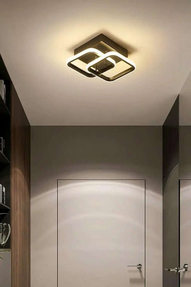 Stewehome Μοντέρνο φωτιστικό οροφής με λευκά led για σαλόνι κουζίνα και διάδρομο σετ 2 τεμαχίων από μέταλλο μαύρο 33x33x20 cm