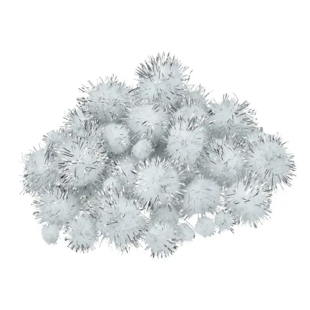 Efco Πον Πον Σετ Συνθετικά Ø10-15-20-25mm, Metallic White Silver - 40τεμ