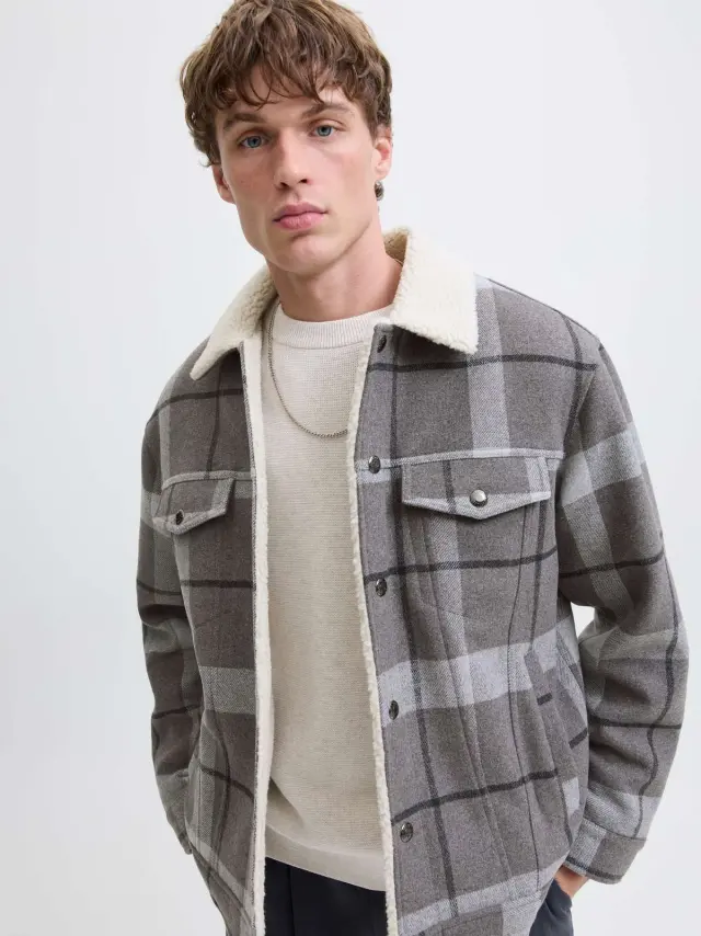 JPRBLUTEXAS WOOL BLEND TRUCKER JACKET SN Grey 2
