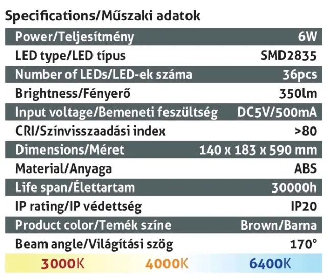 Avide LED Φωτιστικό Γραφείου Δερμάτινο με Ημερολόγιο Καφέ 6W 15.001.0258 3