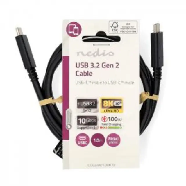Καλώδιο USB 3.2 Gen 2x1 Type-C αρσ. - USB Type-C αρσ., 1.00m σε μαύρο χρώμα. 3