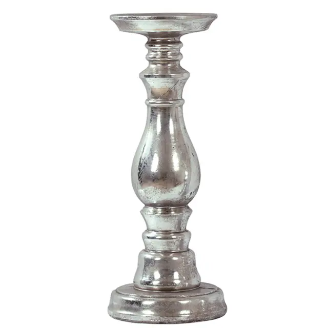 Κηροπήγιο αντικέ ασημί 15x15x37,5cm Zaros 25209 GA297