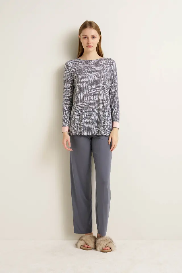 Vamp Γυναικεία Πιτζάμα Micromodal Gray Fresco 3