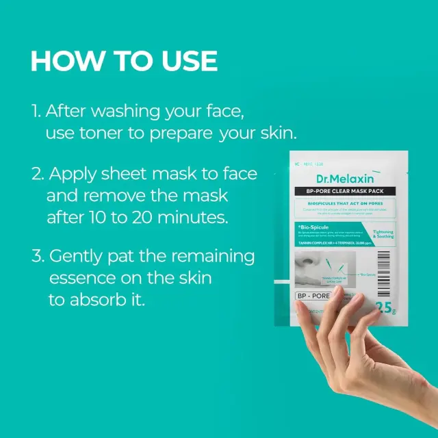 Dr. Melaxin BP Pore Clear Facial Mask, Μάσκα με Μικροβελόνες & Νιασιναμίδη για Bαθύ Kαθαρισμό 25gr 1τμχ 3