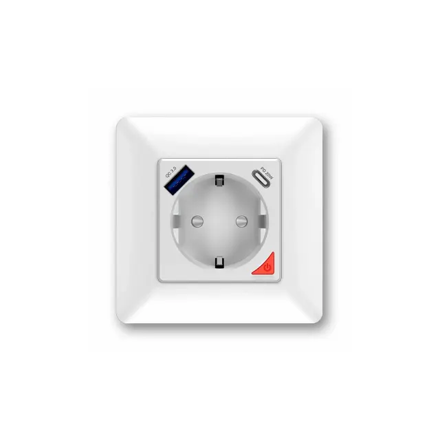 WIFI ΠΡΙΖΑ 16A ΛΕΥΚΟ+1usb+1c 86*86mm N+L / WIFISOC1U1CW