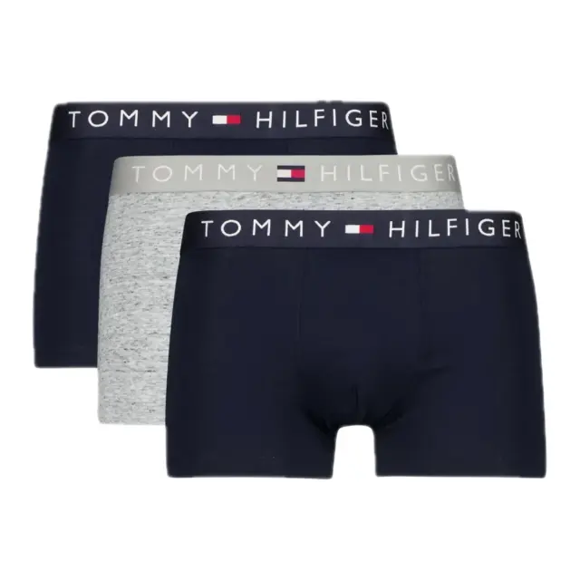 Tommy Hilfiger Ανδρικό Boxer Essential Logo Waistband Trunks - Τριπλό Πακέτο, Χρώμα Σκούρο Μπλε-Γκρι-Σκρούρο Μπλε - 2XL