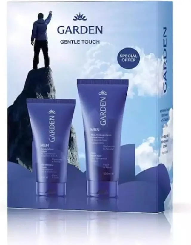 Garden Men Gentle Touch Box με Αντιρυτιδική Κρέμα με Σύμπλεγμα Βιταμινών Α-C-Ε, 50ml & Τζελ Καθαρισμού Προσώπου με Έλαιο Ταμάρινδου, 100ml