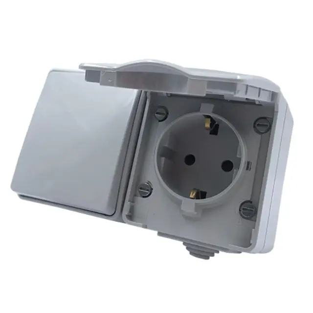 ARMY ΔΙΑΚΟΠΤΗΣ ΑΛΕΡΕΤΟΥΡ 1P 10AX 250VAC & ΠΡΙΖΑ ΣΟΥΚΟ ΑΣΦΑΛ 1X2P & E 16A 250VAC ΓΚΡΙ IP55 ΕΠΙΤΟΙΧΟ ΟΡΙΖΟΝΤΙΟ ΣΤΕΓΑΝΑ / 1000438006