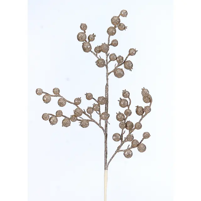 Σαμπανί κλαδί με γκλίτερ berries 60cm Vetur BV 99104