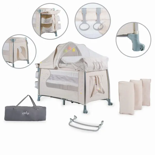CANGAROO - Folding cot Isleep beige - 3800146248710