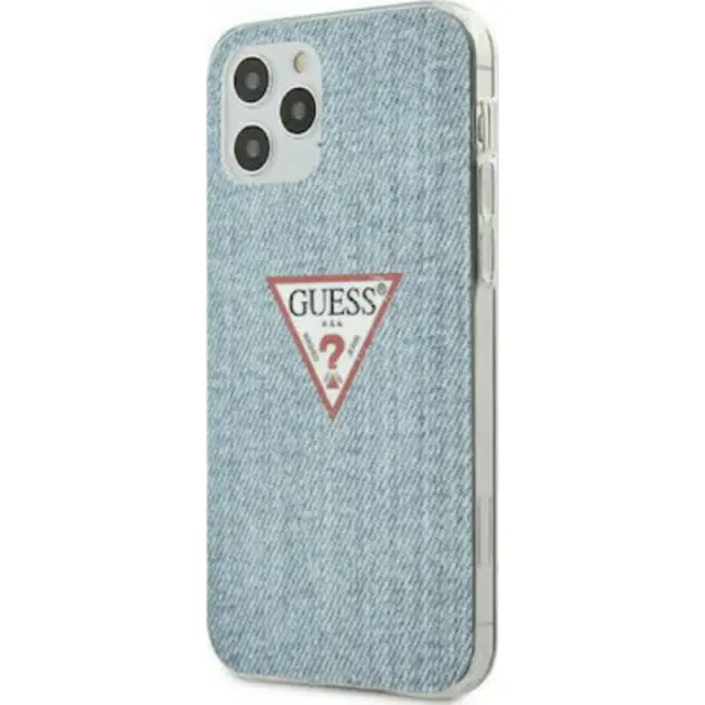 Guess Denim Triangle Back Cover Υφασμάτινο Light Blue (iPhone 12 / 12 Pro)