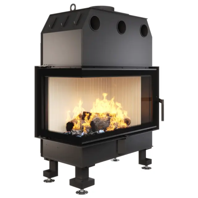 Ενεργειακό Τζάκι Ξύλου Γωνιακό 17.0kW Energy 85х50x47L ECO - Saven Χρώμα κεραμικής επένδυσης Λευκό 2