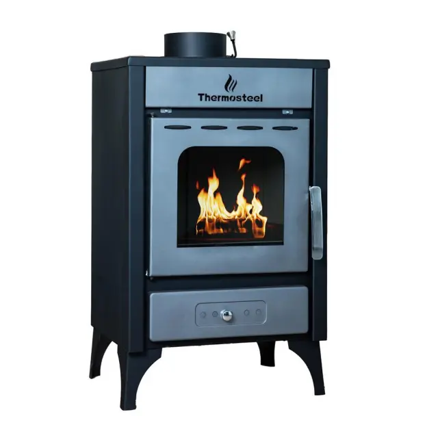 Thermosteel χαλύβδινη Θερμάστρα - Ξυλόσομπα Γκρί 12kw / X20