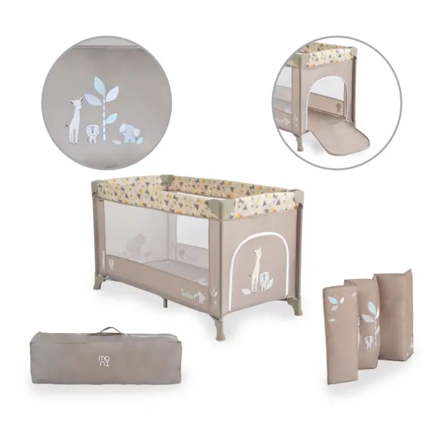 MONI - Folding cot Safari beige - 3800146248628