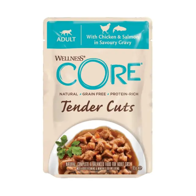 Wellness Core Tender Cuts Fillets Κοτόπουλο & Σολομός Σε Σάλτσα 85gr Μονόχρωμο