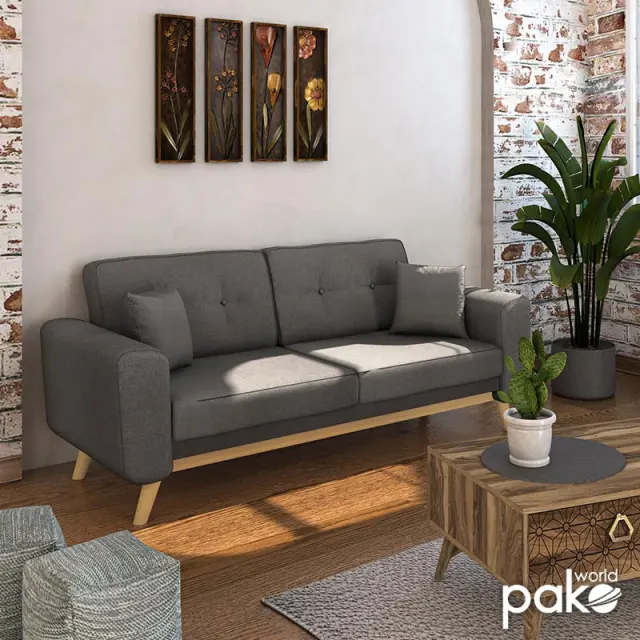 Καναπές-κρεβάτι Carmelo Pakoworld ανθρακί ύφασμα 214x80x86εκ 2