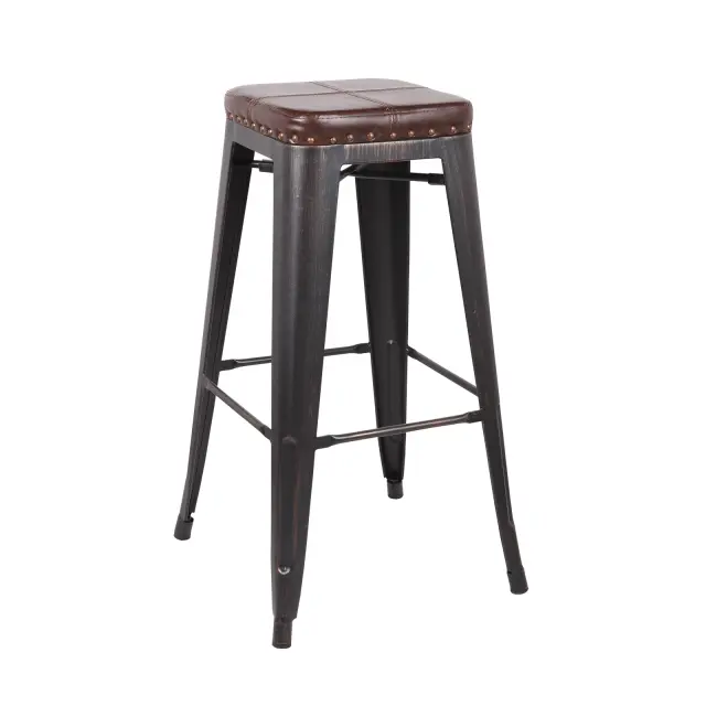 Σκαμπώ Bar RELIX Μέταλλο/PU Μαύρο/Καφέ 43x43x78cm