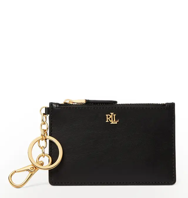 Καρτοθήκη RALPH LAUREN Leather Zip Card Case 432876731/002 Μαύρο
