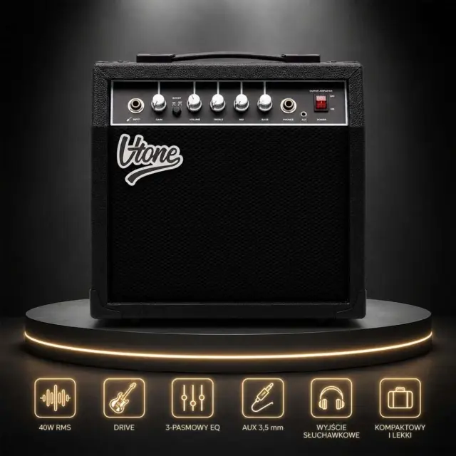 V-TONE AMP40 guitar combo amplifier 40W for electric guitar solid-state black drive effect EQ AUX input headphone output 3