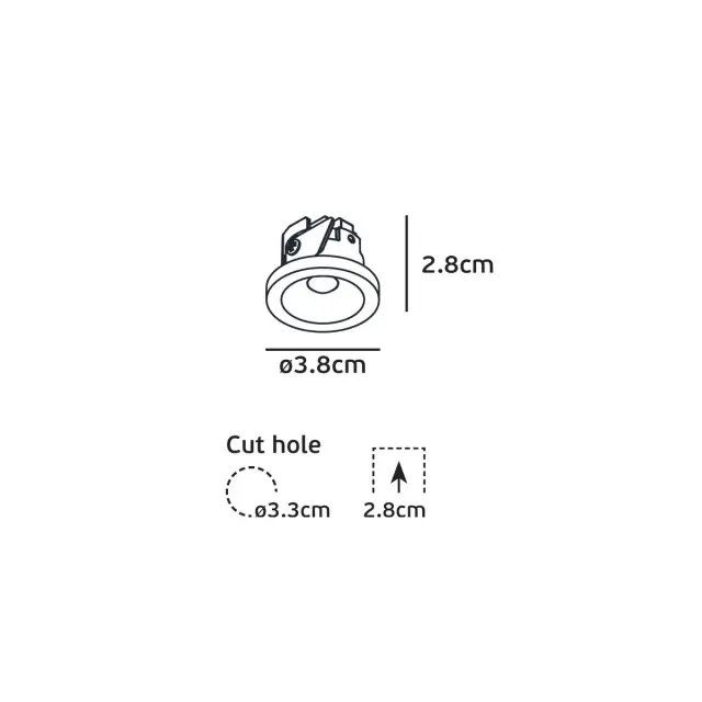 Poc 04435/B/C/38 Χωνευτό φωτιστικό οροφής led 2W 4000K IP42 ø3.8cm μαύρο 3