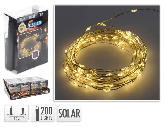 Ηλιακός Διακοσμητικός Φωτισμός 200LED - 10 Μέτρα - Θερμό Λευκό CZ6540100 2