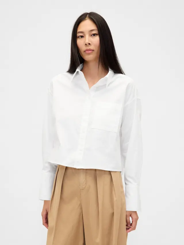 Άσπρο Οργανικό Βαμβάκι Oxford Κοντό Πουκάμισο Optic white oxford