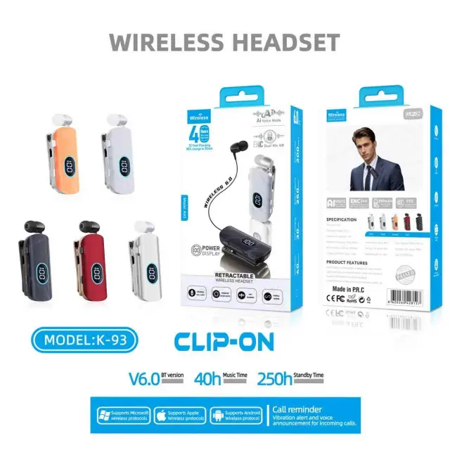 Ασύρματο ακουστικό Bluetooth - K93 - 428127 - Black 2