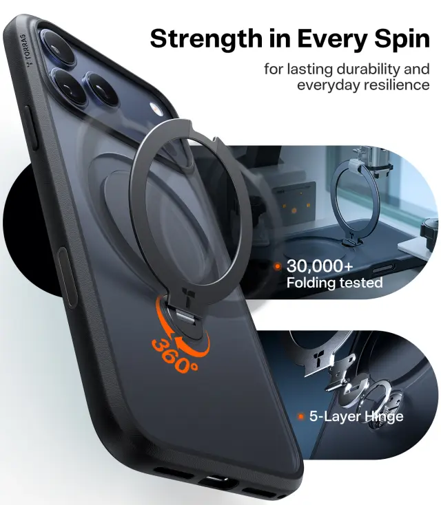 Torras Ostand Q3 Spin, black - iPhone 17 Pro Max 3
